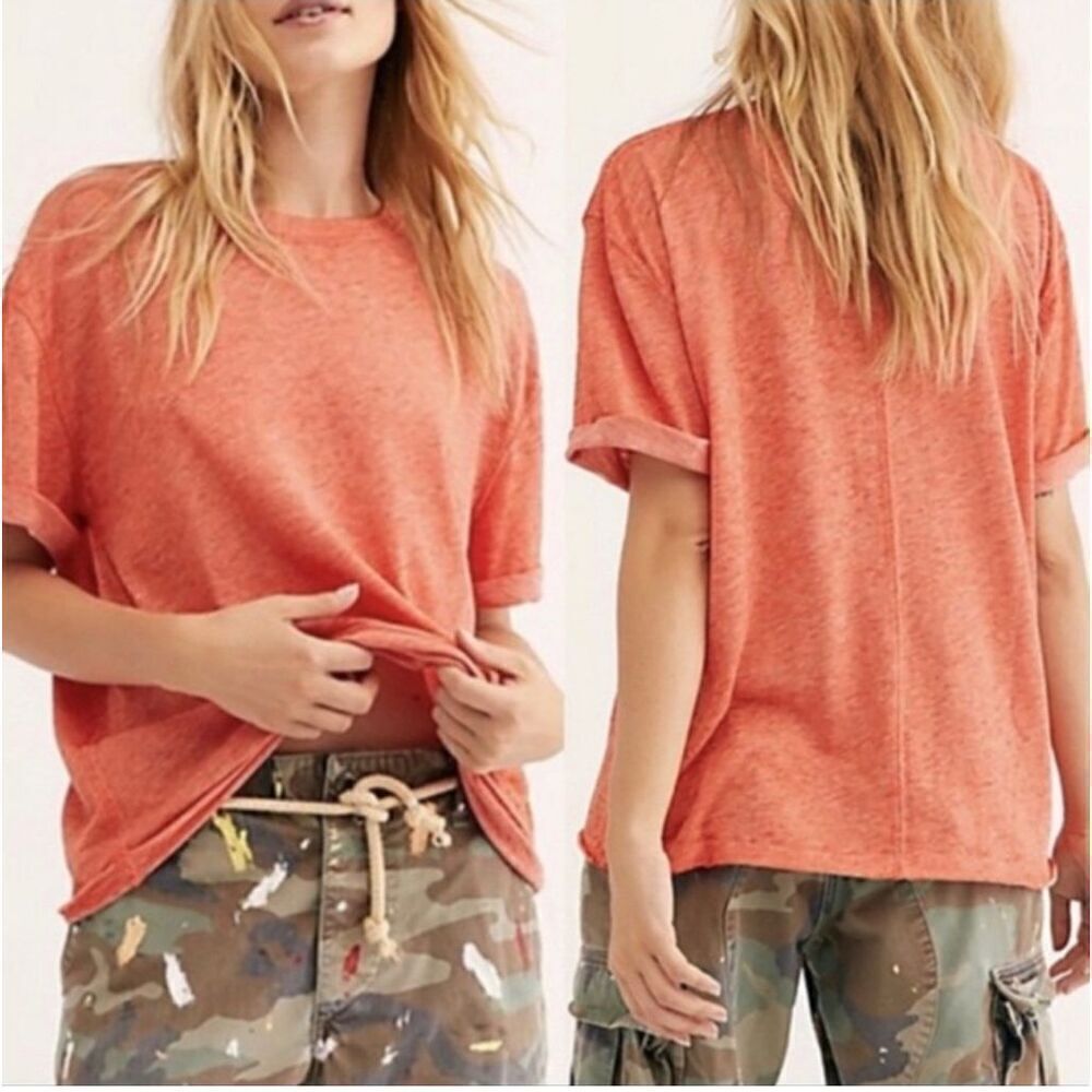 free people cassidy tee lightweight cotton blend short sleeve tee XS